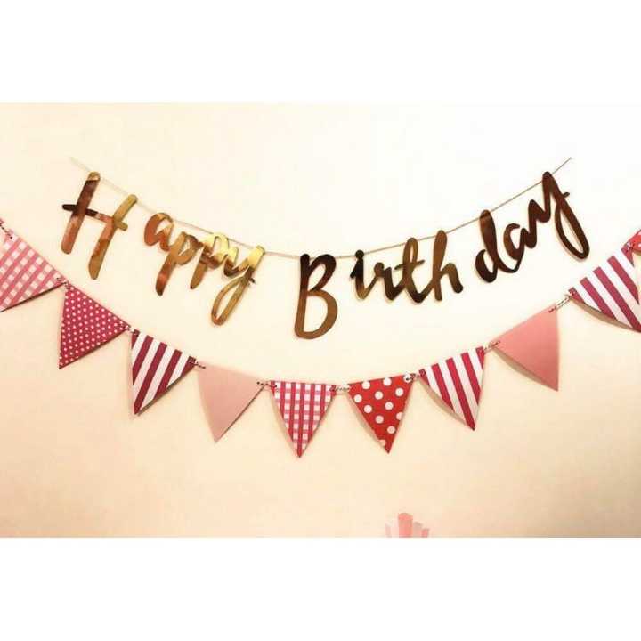 Happy Birthday Cursive Party Decoration Banner