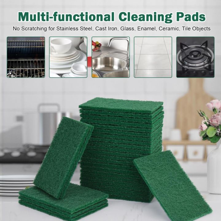 Green Scouring Household Scrub Pads For Dishes  Kitchen Scrubbers & Metal Grills 10 PACKETS