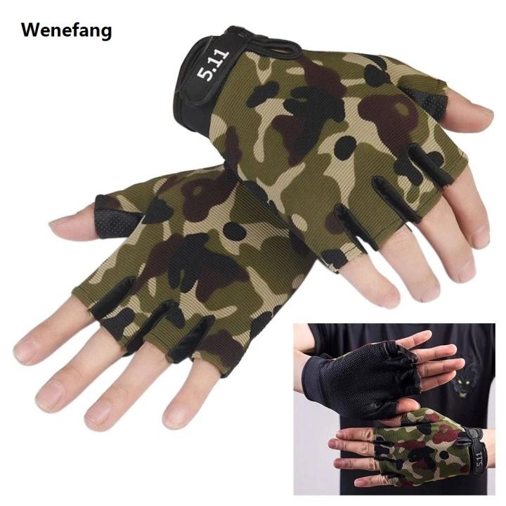 Wenefang 1Pair Fingerless Sports Gloves, Men Women Cycling Gloves, Anti-Slip Breathable Motorcycle Mountain Bike Gloves Workout Gloves