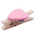Love Heart Shape Wooden Clips Message Photo Holder Album Card Paper Pegs Decor Photography - Pink 40 Pcs. 