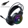 BATXELLENT H82 USB Wired Headphone RGB Light Gaming Headset with Noise Cancelling Mic - Black. 