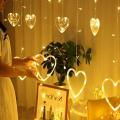 Heart Shape Curtain String Lights 6 Big Heart 6 Small Heart with 8 Flashing Modes Decoration | for Indoor & Outdoor Decorations. 