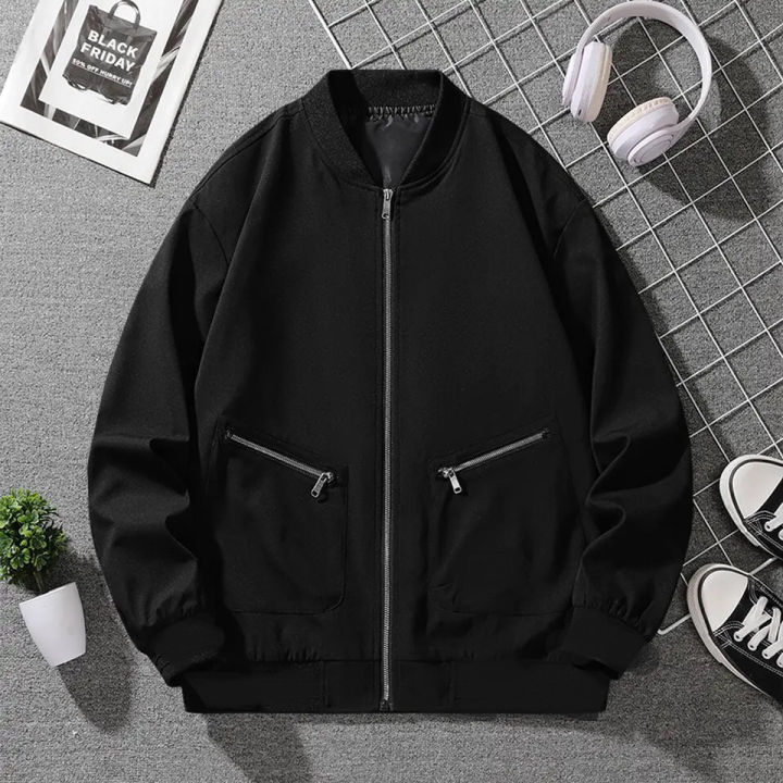 Summer Stretchable Windproof Wrinkle Fabric Bomber Jacket With Front Zip Design For Men | Fashion Windproof Bomber Jacket For Men