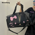 Wenefang sanrio Hello Kitty Cartoon Large Bag shoulder Leather PU Portable 2025 New Gym Bag Crossbody Large Capacity Travel Bag Personality. 