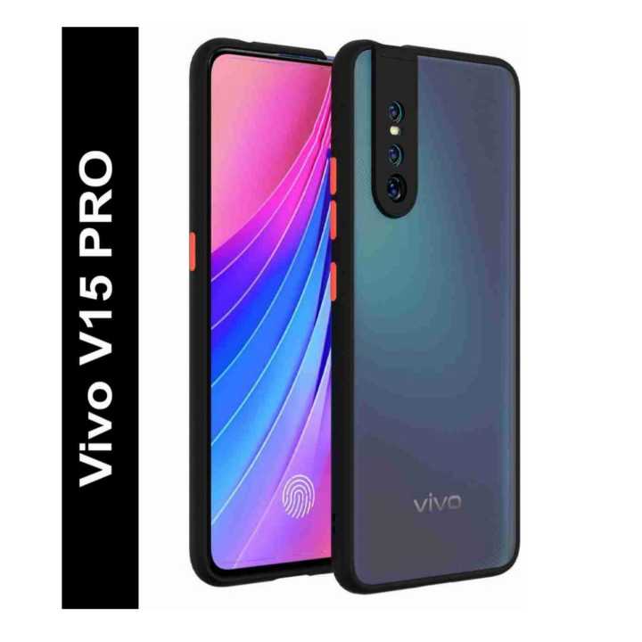 Vivo V15 Pro Bqck Cover With Camera Protection Smoke Transparent Shock Proof Phone Back Cover Case