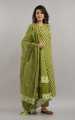 Fabdale Women’s Pure Cotton Printed Kurta Pant with Dupatta Set | Green Floral Ethnic Wear (DVST-017). 