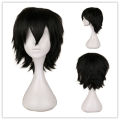 QQXCAIW Male Wig Black White Purple blonde Red Short Hair Cosplay Anime Costume Halloween Wigs Synthetic Hair With Bangs For Men. 