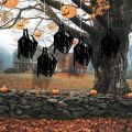 DT(Clearance price) Reusable Bat Props 5pcs Realistic Hanging Black Bats Halloween Decoration for Wall Window Door Spooky Party Supply Halloween Bat. 