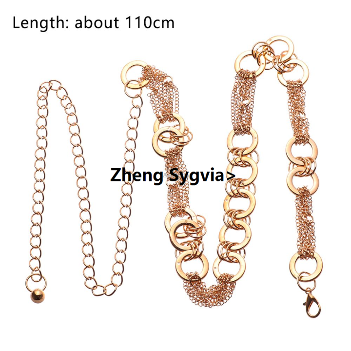 Haodeguiguo AnshidaFashion Waistband Golden Metal Belt Body ChNew ain Belt Lady Waist Chain Alloy Buckle Belt