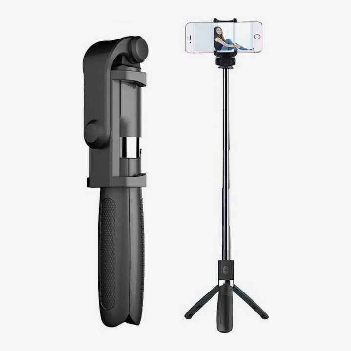 R1 Selfie Stick Phone Tripod Bluetooth Remote Extendable Monopod (Black)