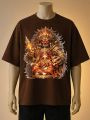 Kumari Artistic Printed T-Shirt – Maroon, Brown, Black. 