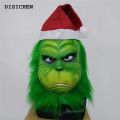 DISICHEN Portable Cute Christmas Green Haired Cosplay Mask Latex Halloween Full Head Latex Mask Cosplay Christmas Thief Costume Mask Props. 