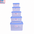 Bagmati Set Of 5 Square Plastic Container | Multipurpose Transparent Plastic Container With Air Tight Lid - 5 Pcs. 