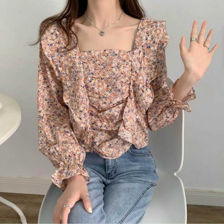 Flower%20Printed%20With%20Front%20Design%20Full%20Sleeve%20Tops%20Tshirt%20For%20Women%20-%20Fashion%20%7C%20T-Shirts%20For%20Women%20%7C%20Women's%20Wear%20%7C%20-%20Image%202