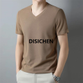 DISICHEN 2024 Men's New Waffle V Neck Short Sleeved T-shirt Comfortable Top 2025 New. 