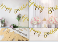 Happy Birthday Cursive Party Decoration Banner (1 Set). 