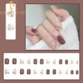 24Pcs Marble Touch Fake Nails with Glue DIY Art Design False Nails Wearable Nails Stylish Pattern Artificial Nails. 