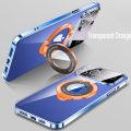 For iPhone 14 Pro Max 15 13 12 11 Magnetic Magsafe Plating Plain Phone Case Cover with Ring Holder. 