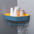 Free Punch Wall Corner Bathroom Storage Shelves Shelf With Hook Bathroom Accessories Shampoo Shower Shelf Holder Storage - Blue. 