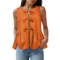 Women'S Summer Tie Front Vest Top Sleeveless Suit Vest Dressy Business Work Waistcoat Tops. 