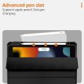 Apple iPad 10.2 (2021) / iPad 9th Gen Transparent Hard Shell Back Trifold Stand Protective Cover With Pencil Holder. 