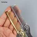 Sutuiying 1pcs portable stainless steel metal beard comb for men's Luxury beard styling tool pocket comb hair salon styling. 