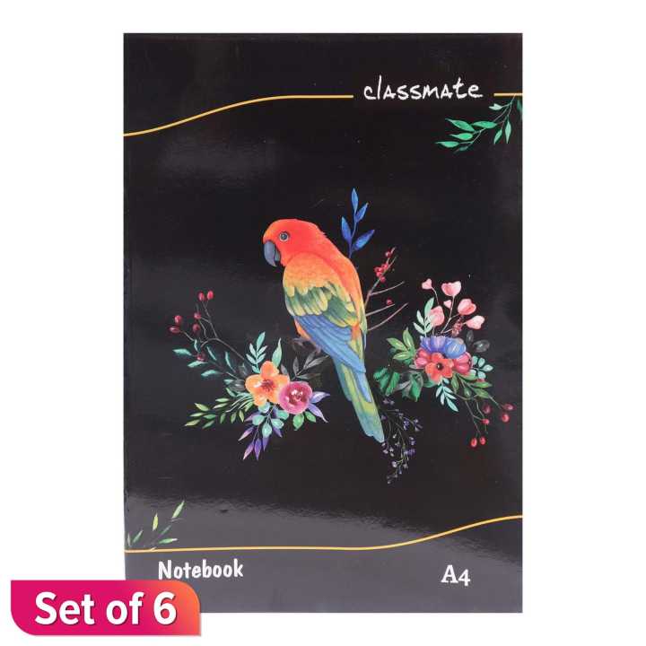 Bird Notebook Packs Pack Of 6 Black Classmate A4 Size Bird Printed Notebook | Daraz.com.np