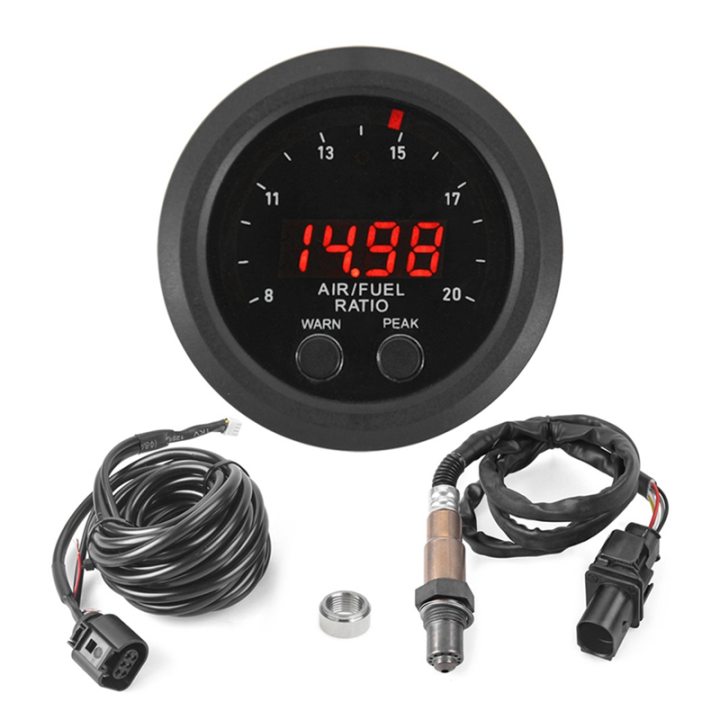 (GGBR) Universal 12V 52MM Integrated Air Fuel Ratio Gauge LED Digital Display with Wideband O2 Oxygen Sensor