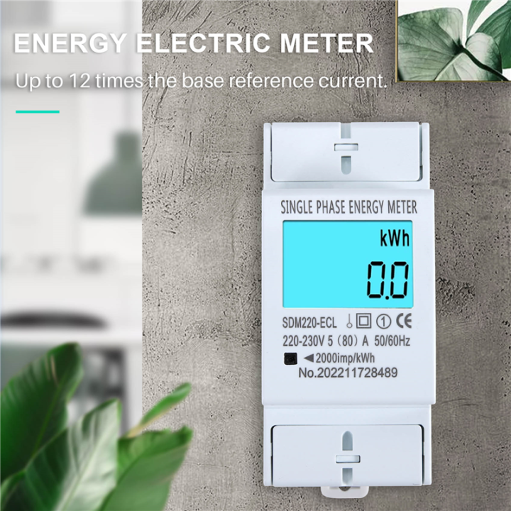 80A Din Rail Single Phase 2 Wire LCD Digital Display Power Consumption ...
