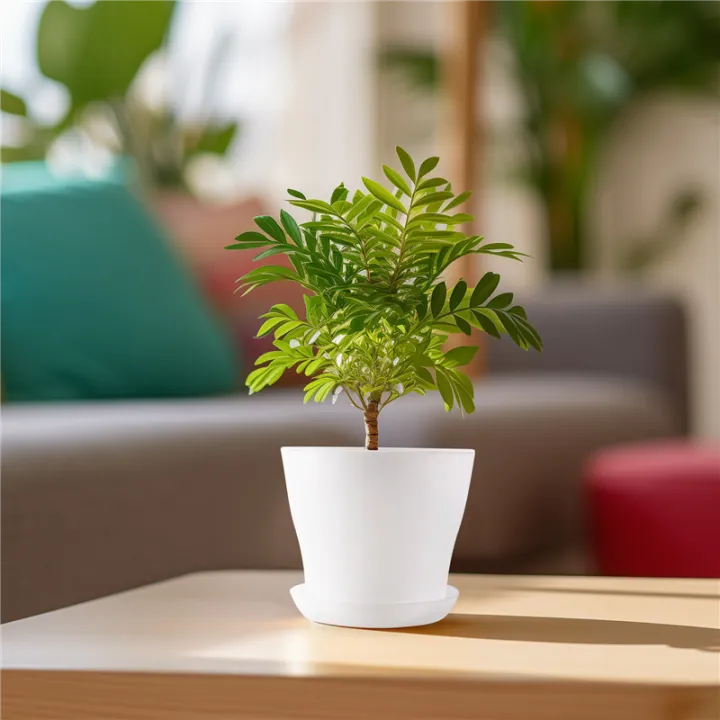 Plastic%20Plant%20Flower%20Pot%20With%20Tray%20Round%20White%20Upper%2010cm%20-%20Image%203