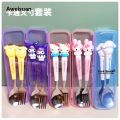 amorol utensils Cinn children's tableware HAweisuan Sanrio ello Kitty Luxury Melody Kuromi silicone handle meal l forks and spoons for children. 