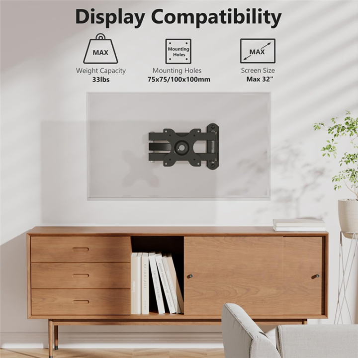 TV%20Wall%20Mount%20Articulating%20LCD%20Monitor%20Full%20Motion%2015%20Inch%20Extension%20Arm%20Tilt%20Swivel%20for%20Most%2013%20to%2032%20Inch%20LED%20TV%20Easy%20to%20Use%20-%20Image%203
