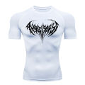 Summer Wear Fitness T-Shirt Gym Shirt Men's Print Black Compression Fitness Performance Sun Protective Clothing Exercise Wear. 