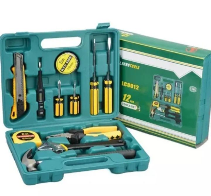 12 in 1 Hand Tools Kit Hammer, Screwdrivers, Wrenches etc. Combination Toolbox