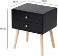 Kamakhya Decor BLACK Beside Table Made of MDF Night Stand with 2 Drawers. 