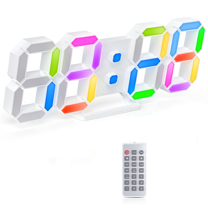 3D LED Digital Wall Clock Time Date Table Clock with App Control for Home Bedroom