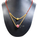 Gold Plated Panchadhatu Black Potey Mangalsutra With White Stone Locket For Women. 
