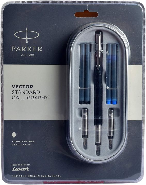Parker Vector Standard Calligraphy Fountain Pen With Stainless Steel Trim