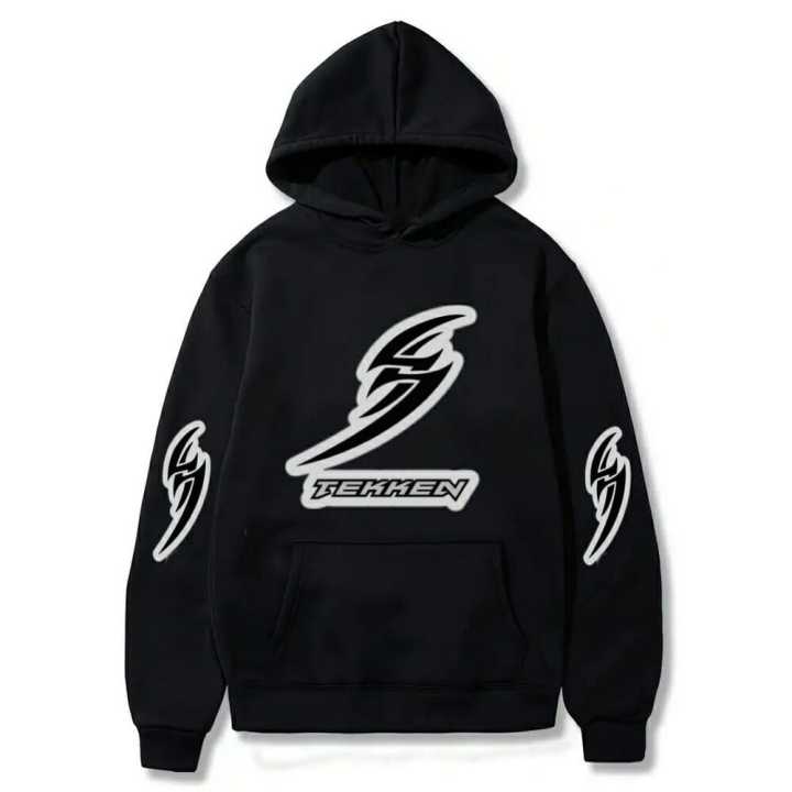 Black And White Teken Tribal Winter Hoodie Men