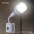 EU Plug To E27 Lamp Holder Light Bulb Socket With Switch Flexible Lamp Base Conversion Table Lamp Converter Light Adapter. 