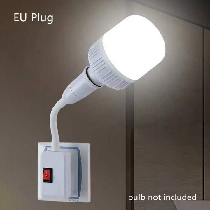 EU Plug To E27 Lamp Holder Light Bulb Socket With Switch Flexible Lamp Base Conversion Table Lamp Converter Light Adapter