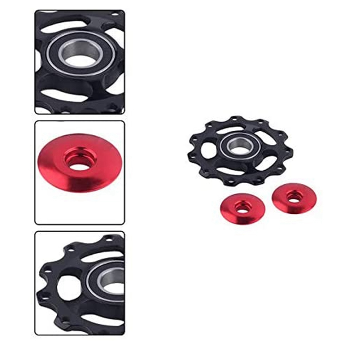 JAERBEE%202X%2011T%20Bicycle%20Rear%20Derailleur%20Wheels%20Wheel%20Ball%20Bearing%20Front%20Derailleur%20Guide%20Pulley,%20Black%20-%20Image%202