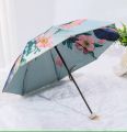 Double Sided Flower Print 3 Folding Reverse UV Umbrella With Portable Handbag  (Color As Per Availability). 