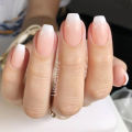 Artificial Press On False Nails For Gluing Natural French Nails Short Ballerina Full Cover Finger Tips Manicure Tool. 