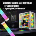 CGearuppt PC RGB Light Strip, PSU Extension Cable, Light Up LED Strip Set for GPU and Motherboard PC Cables, 5V 3 Pin ARGB Sync. 
