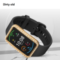 Dirty old 【LuxeLoom123】Rhinestone Bumper Hybrid Shell PC Watch 2025 New Cover For -HUAWEI Watch Fit Smart Protector. 