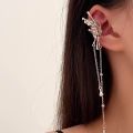 Pebbles Nepal Silver Colored Y2K Inspired Trendy Fairy core Liquid Butterfly Tassel Elf Ear Clip Ear cuff For Women- 1pc. 