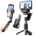 Q18 Gimbal Stabilizer Desktop shooting Mode Selfie Stick Tripod with Fill Light Tripod  (Black, Supports Up to 500 g). 