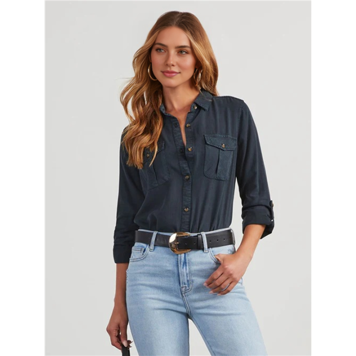 Lapel%20Casual%20Female%20Tops%20Navy%20Blue%20XL%20-%20Image%206