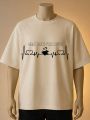 Heart Beats For Coffee" Heartbeat Graphic Printed Tshirt l Printed T shirts | Cream, Maroon, White. 